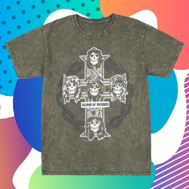 Official Gnr Merch Store Appetite For Destruction Cross And Chain Hot Shirt Gnrmerch