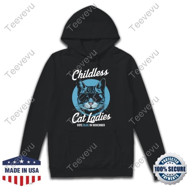 Childless Cat Ladies Vote Blue Kamala Hoodie