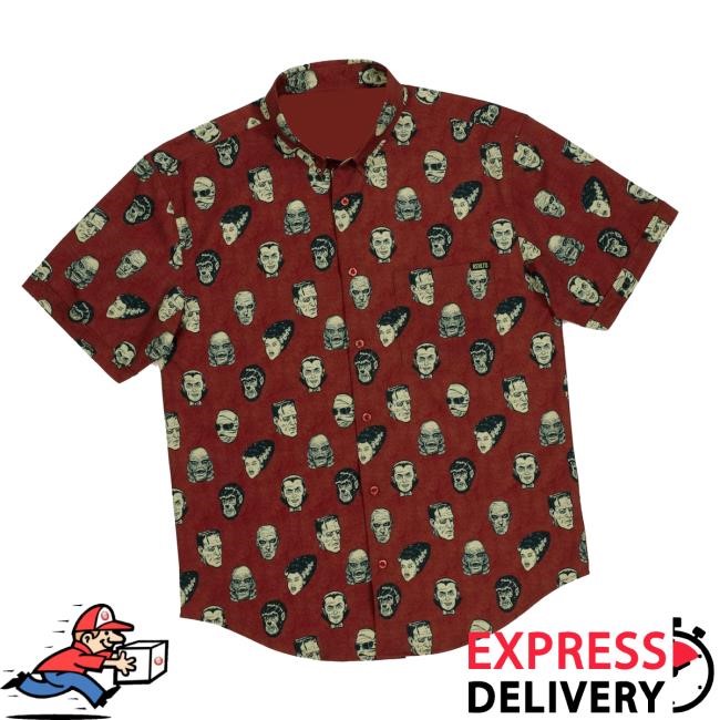 Atomic Horror Merch Store Universal Monsters Heads Of Horror Rsvlts Button-Up Tee