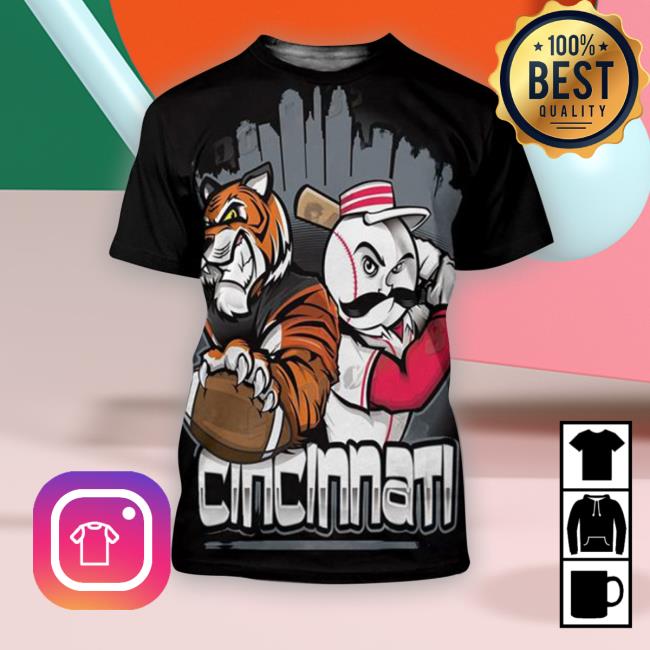 Masteez Cincinnati Bengals X Cincinnati Reds Art By Eric Poole 3D Tee