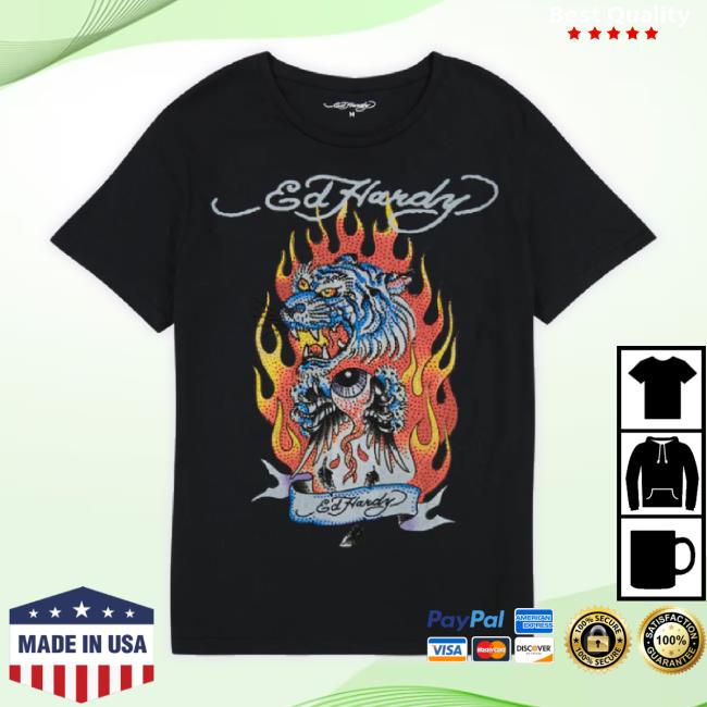 Official Ed Hardy Merch Store Rhinestone Fire Tiger Sweatshirt Edhardyoriginals Shop