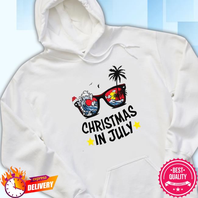 Sunglasses Christmas In July Santa Hat Summer Vacation New Shirt