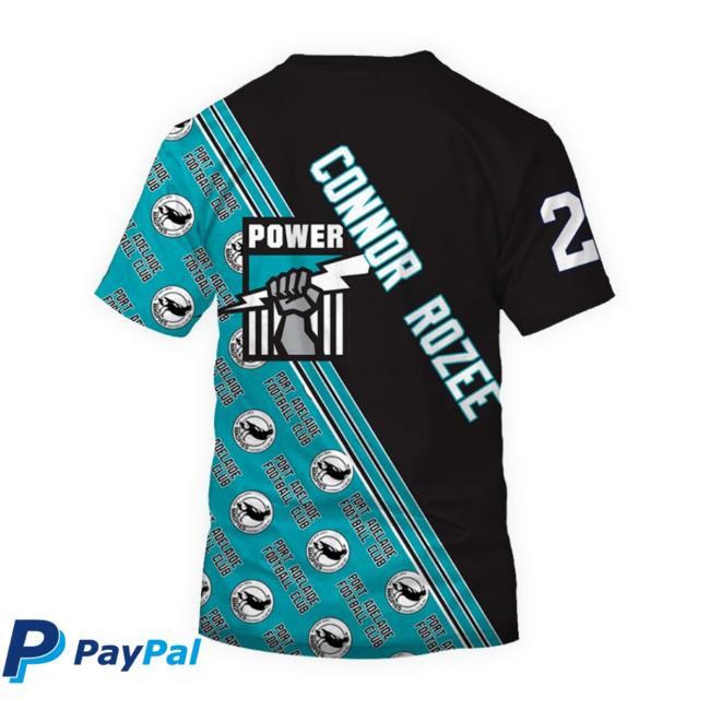 Official Connor Rozee #20 Port Adelaide Football Club Limited Edition 3D All Over Printed Shirts Official Connor Rozee #20 Port Adelaide Football Club Limited Edition 3D All Over Printed Shirts