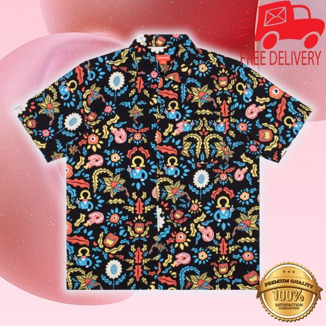 Official Omega Mart Floral Button Up Shirt Meowwolf Store Merch Crewneck Sweatshirt