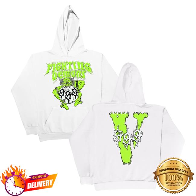 Official Merch Bar 999 Club Store Juice WRLD Fighting Demons Vlone Demon Crew neck Sweatshirt White MerchBar JuiceWRLD 999Club Apparel Clothing Shop