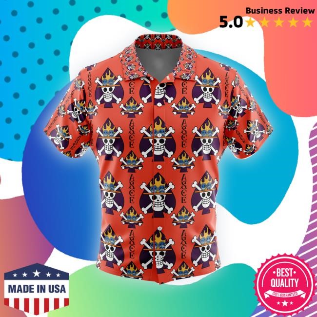 Official One Piece Hawaiian Shirts – Portgas D. Ace Jolly Roger Hawaiian Shirt