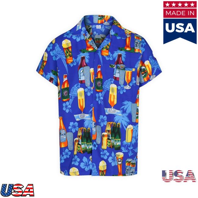 Mens Hawaiian Shirt Beer Bottle Stag Fancy Dress Palm Beach Holiday Summer Aloha Sweatshirt