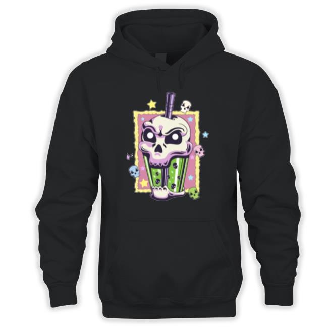 Kawaii Creepy Skull Boba Bubble Tea Pastel Goth Va Shirts