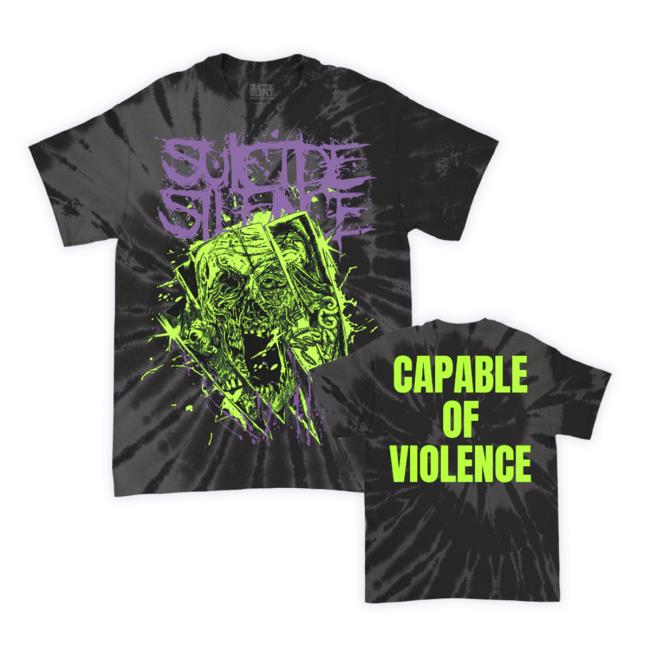 Official Suicide Silence Store Capable Of Violence Hoodie Sweatshirt (Grey Swirl Dye)