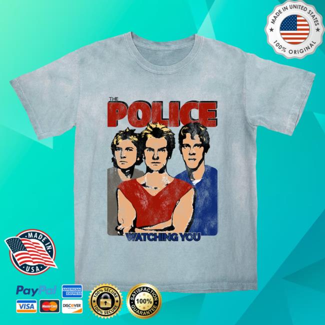 Official Merch Bar The Police Band Watching You Single Distressed Color Blast T-Shirt MerchBar ThePolice