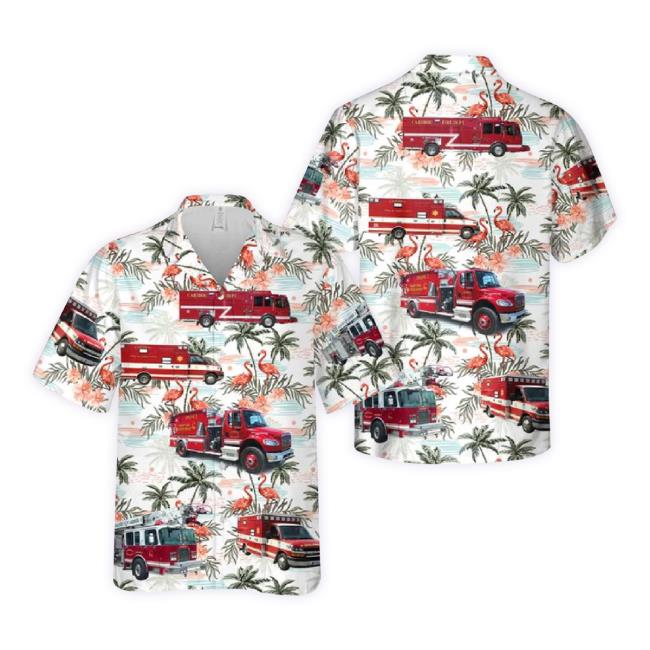 Official Us Maine Caribou Fire & Ambulance Department Hawaiian Sweater