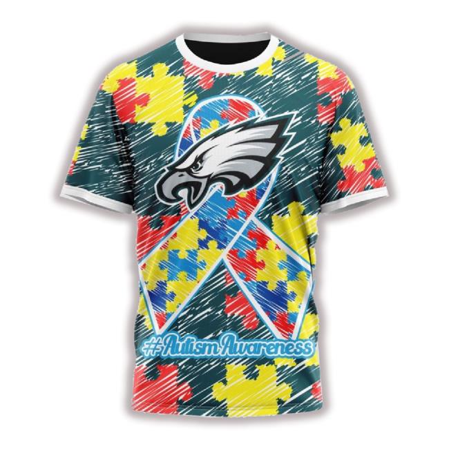 Philadelphia Eagles All Over Print 3D T Shirt Puzzle Autism Awareness Classic Shirt