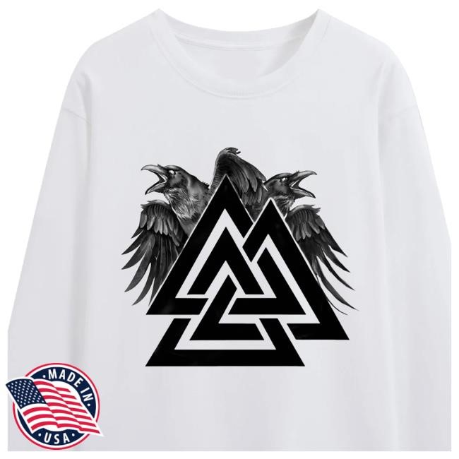 Norse Mythology Valknut And Ravens Print New Shirt
