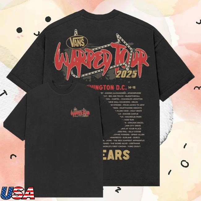 Official Vans Warped Tour Merch Shop Store Washington D.C Official Lineup Tee Shirt Official Vans Warped Tour Merch Shop Store Washington D.C Official Lineup Tee Shirt